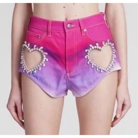 AREA Pink and Purple Jean Shorts - Picture 2 of 14